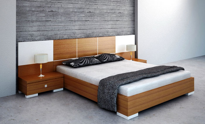 Giường ngủ gỗ MFC màu sồi