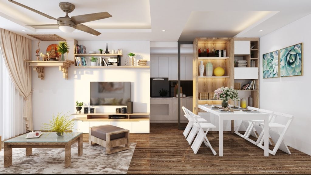 Kệ tivi với chất liệu gỗ MDF Thái Lan trong thiết kế nội thất nhà ở