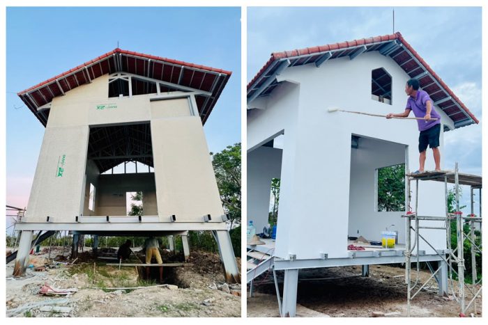 Làm tường ngoại thất với tấm bê tông nhẹ Cemboard