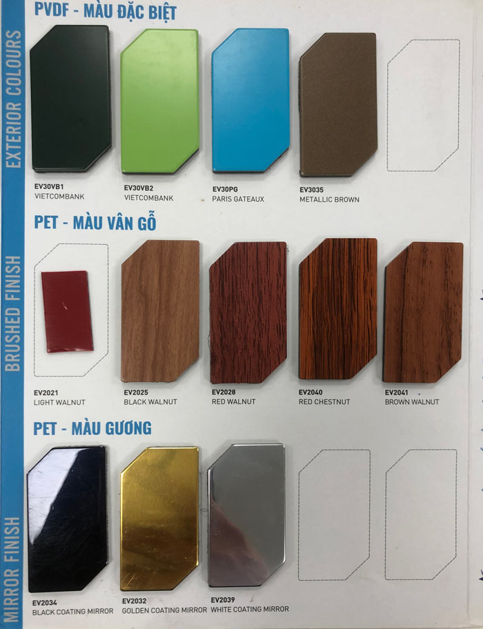 Bảng màu tấm Alumex Alcorest màu đặc biệt