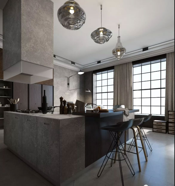 Nội thất vân màu bê tông