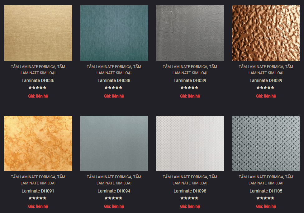 Các mẫu laminae kim loại Decometal