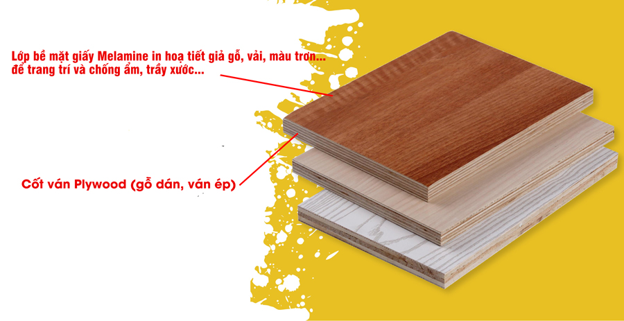 Gỗ dán Plywood phủ Melamine làm nội thất