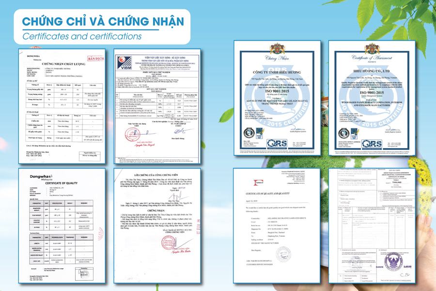 Chứng chỉ và chứng nhận của gỗ Hiếu Hương