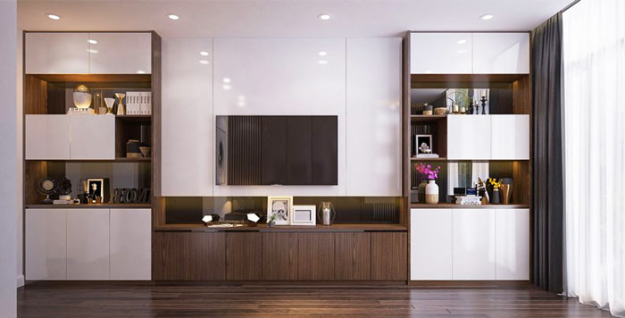 Nội thất phòng khách làm từ gỗ mdf lõi xanh chống ẩm