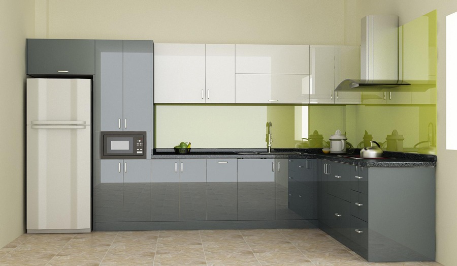 Vẻ đẹp bóng bẩy của tủ bếp cánh Acrylic