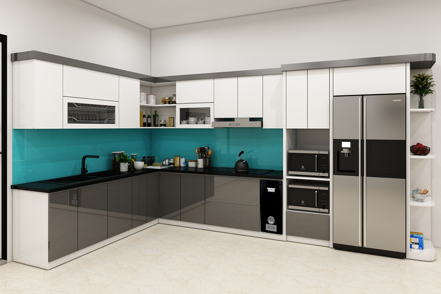 Tủ bếp làm từ gỗ công nghiệp phủ Acrylic siêu chống ẩm