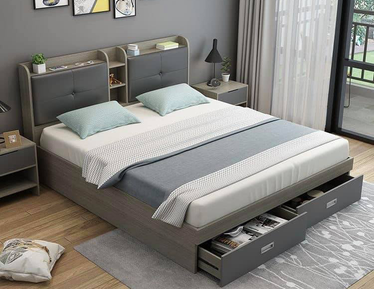 Mẫu giường ngủ gỗ công nghiệp MDF phổ biến 03