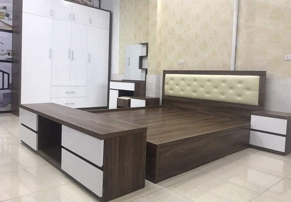 Mẫu giường ngủ gỗ công nghiệp MDF phổ biến 01