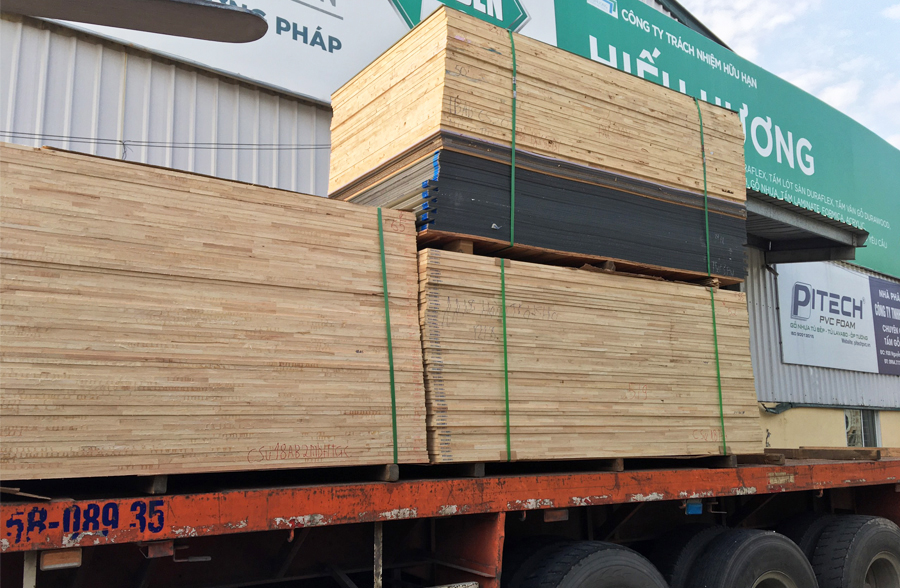 Gỗ ghép thanh các loại về kho của cty Hiếu Hương