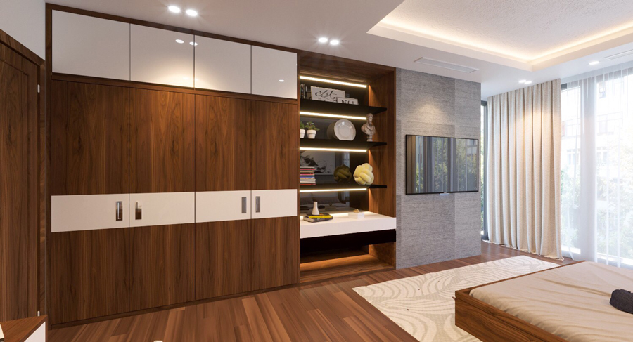 Phương án thiết kế nội thất từ màu óc chó