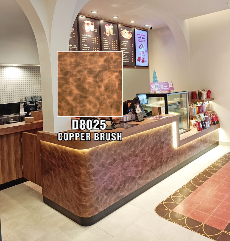 Hình ảnh tấm Laminate D8025 - Copper Crush tại Highlands coffee