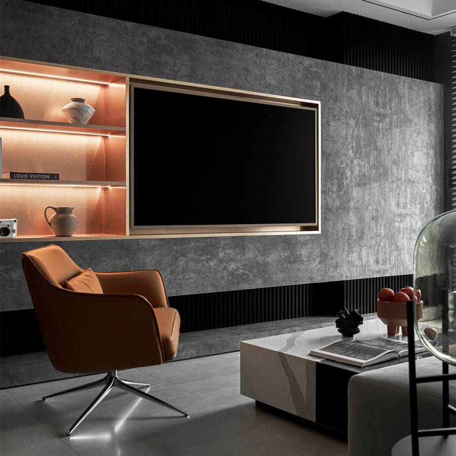 Nội thất làm từ gỗ mdf màu xi măng 431