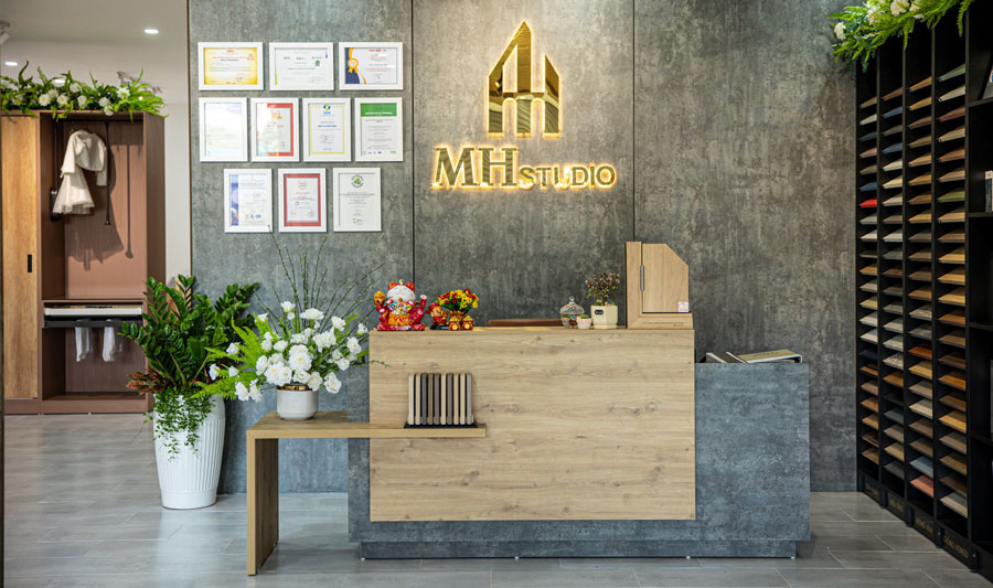 Nội thất làm từ gỗ mdf màu xi măng 430