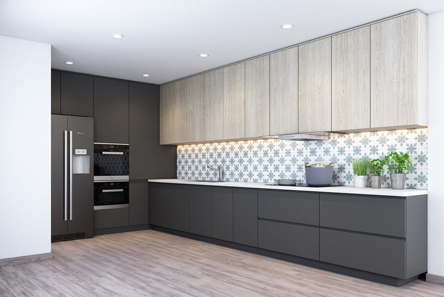 Tủ bếp gỗ mdf có màu sắc đa dạng