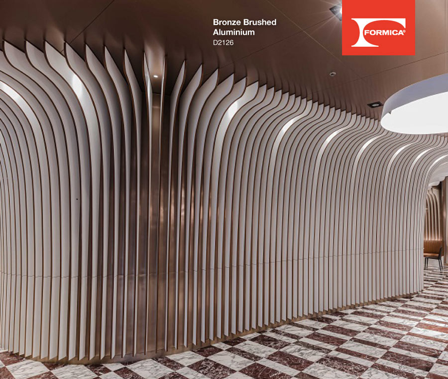 Vách và trần trang trí bằng tấm Laminate màu đồng D2126