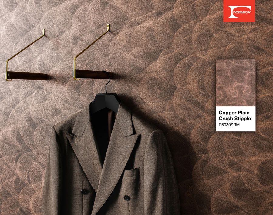 Trang trí vách nội thất bằng tấm Laminate màu đồng mã D8030SRM