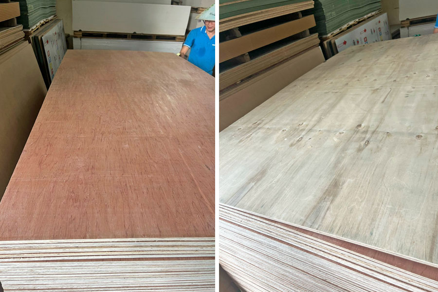 Hình ảnh tấm gỗ dán 1 mặt đỏ