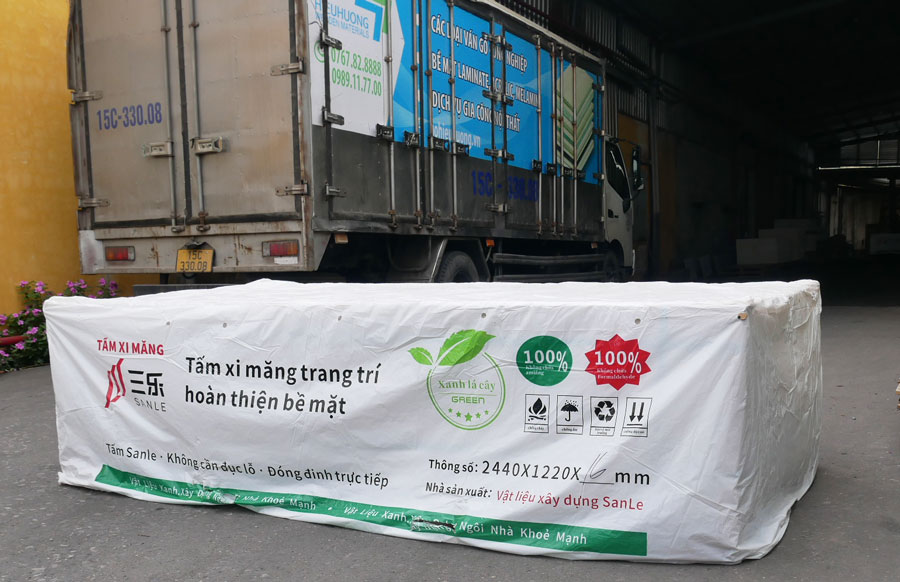 Hình ảnh tấm bê tông cemboard nhãn hiệu Sanle tại Hải Phòng