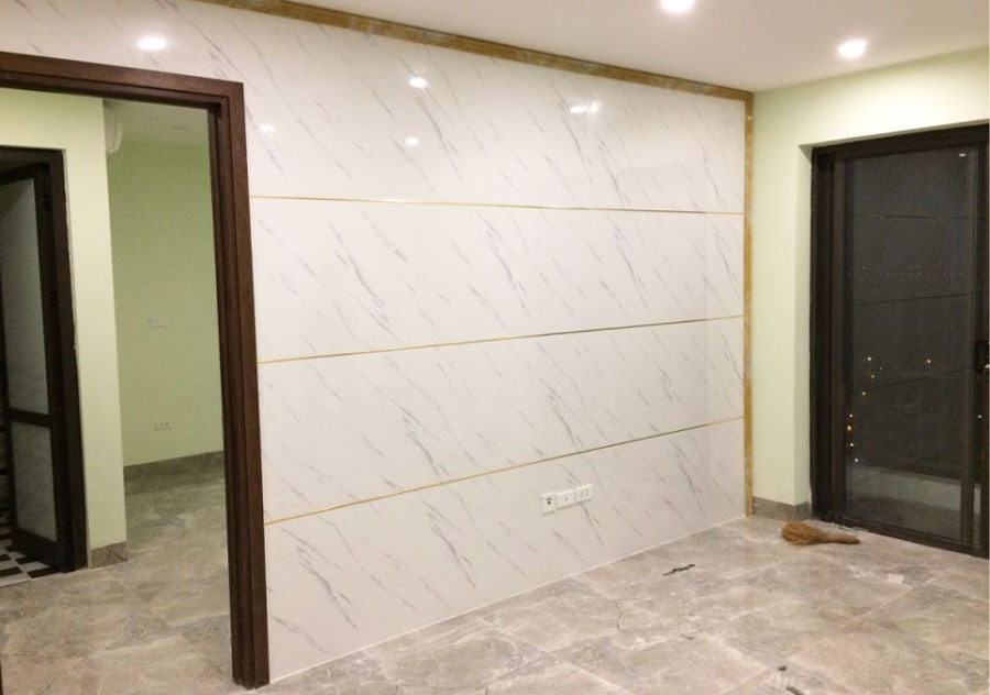 Hình ảnh tấm nhựa ốp tường vân đá trong nội thất