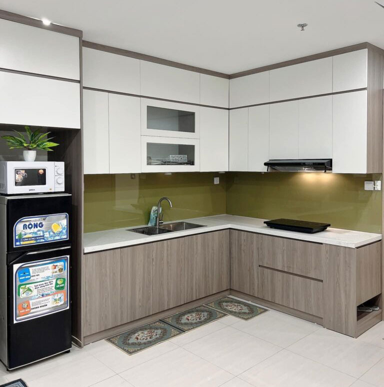 Hình ảnh tủ bếp gỗ công nghiệp plywood phủ melamine